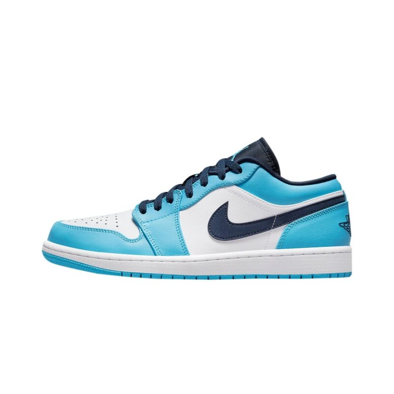 Mens Jordan 1 Low Unc White/Dk Powder Blue-Obsidian (553558 144)