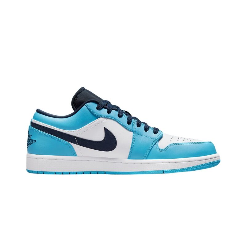 Mens Jordan 1 Low Unc White/Dk Powder Blue-Obsidian (553558 144)