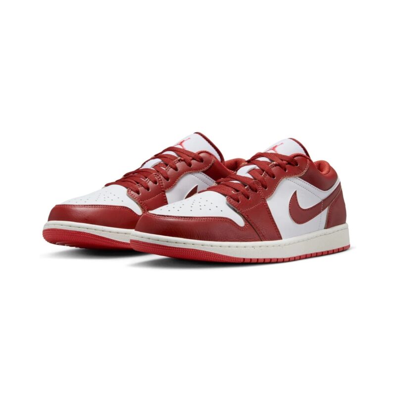 Mens Jordan 1 Low White/Dune Red-Lobster-Sail (Fj3459 160)