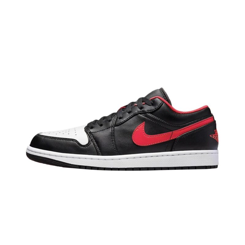 Mens Jordan 1 Low White Toe Black/Fire Red-White (553558 063)