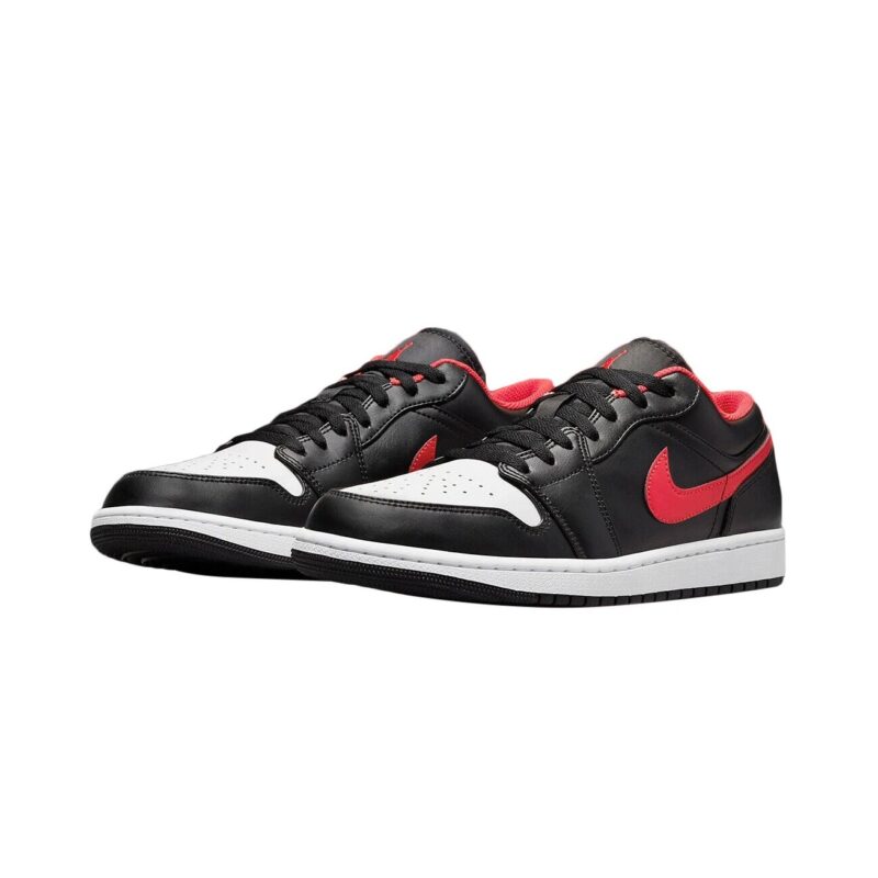 Mens Jordan 1 Low White Toe Black/Fire Red-White (553558 063)