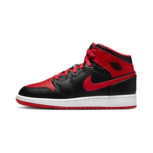 Mens Jordan 1 Mid Alternate Bred Black/Fire Red/White (Dq8426 060)