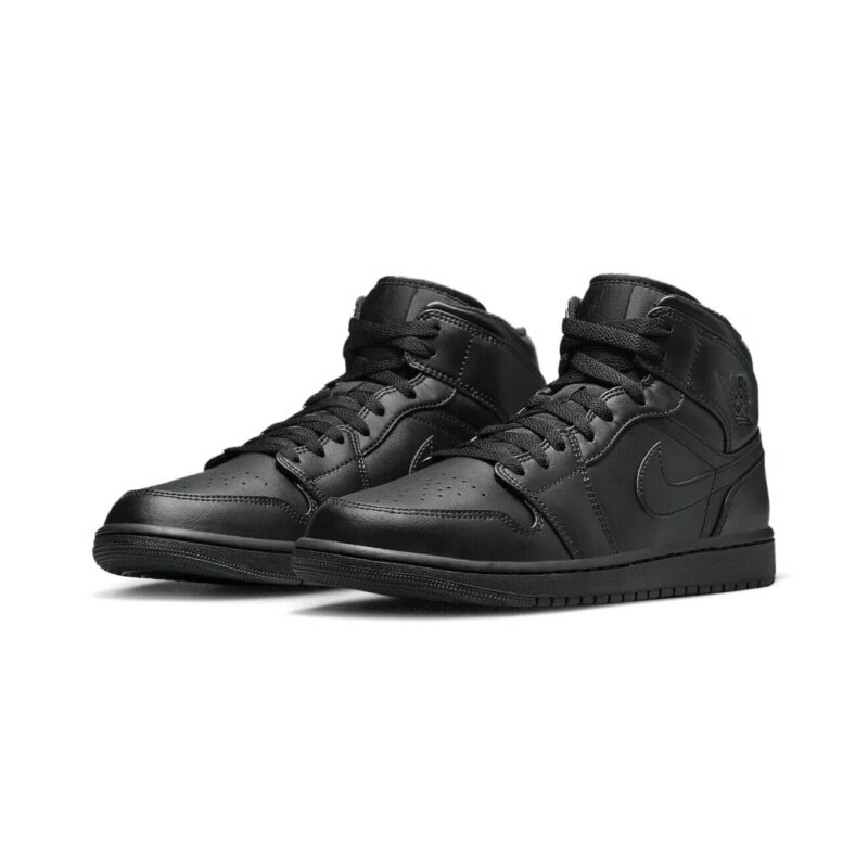 Mens Jordan 1 Mid Black/Black-Black (554724 093)