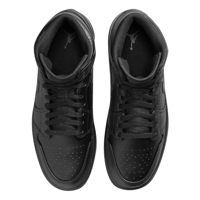 Mens Jordan 1 Mid Black/Black-Black (554724 093)