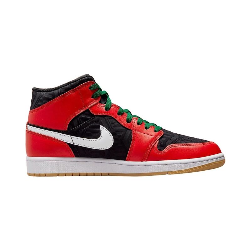 Mens Jordan 1 Mid Christmas Blk/Fire Red-White-Malachite (Dq8417 006)