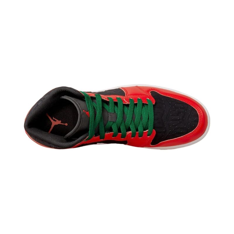 Mens Jordan 1 Mid Christmas Blk/Fire Red-White-Malachite (Dq8417 006)