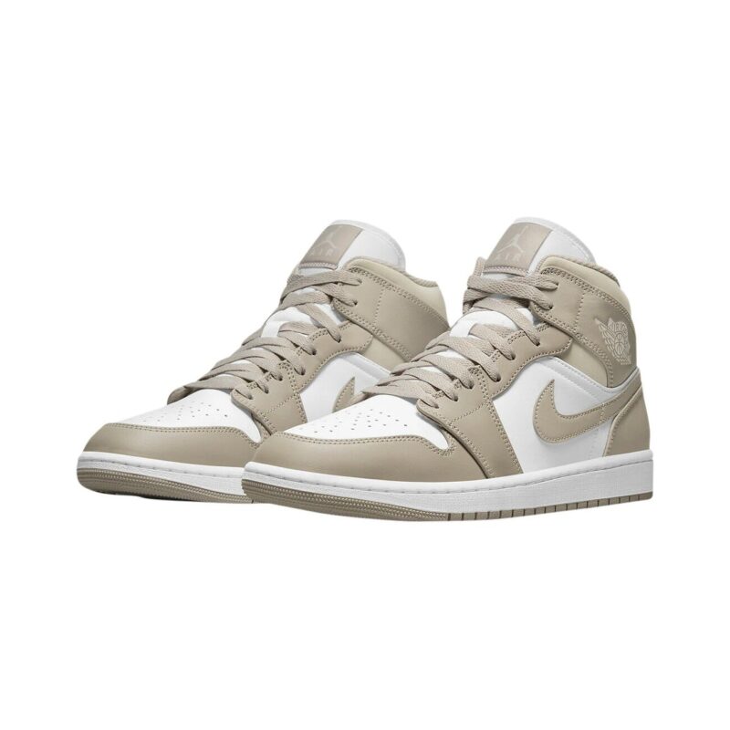 Mens Jordan 1 Mid Linen College Grey/Light Bone-White (554724 082)