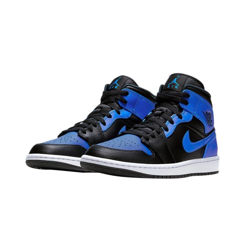 Mens Jordan 1 Mid Royal Black/Hyper Royal-White (554724 077)