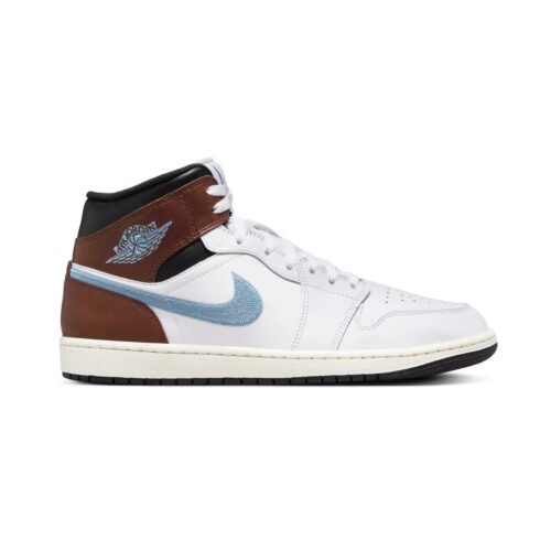 Mens Jordan 1 Mid Se White/Blue Grey-Black-Sail (Fq7831 142)