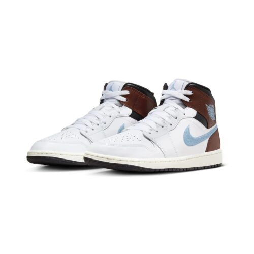 Mens Jordan 1 Mid Se White/Blue Grey-Black-Sail (Fq7831 142)