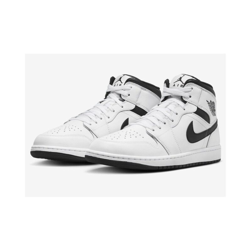 Mens Jordan 1 Mid White/Black-White-Black (Dq8426 132)