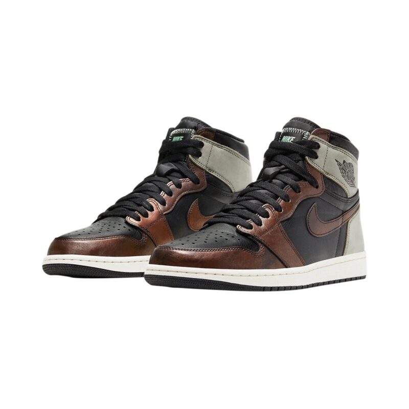 Mens Jordan 1 Retro High Og Patina Black/Fresh Mint-Light Army (555088 033)