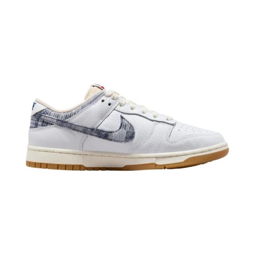 Mens Nike Dunk Low Washed Denim White/Midnight Navy-Gym Red (Fn6881 100)