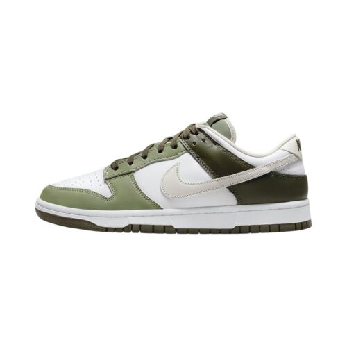 Mens Nike Dunk Low White/Light Bone-Oil Green (Fn6882 100)