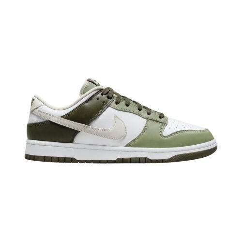 Mens Nike Dunk Low White/Light Bone-Oil Green (Fn6882 100)