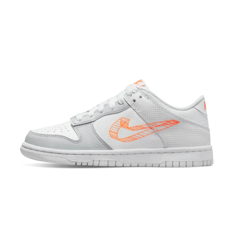 Nike Dunk Low Gs 3D Swoosh White Grey