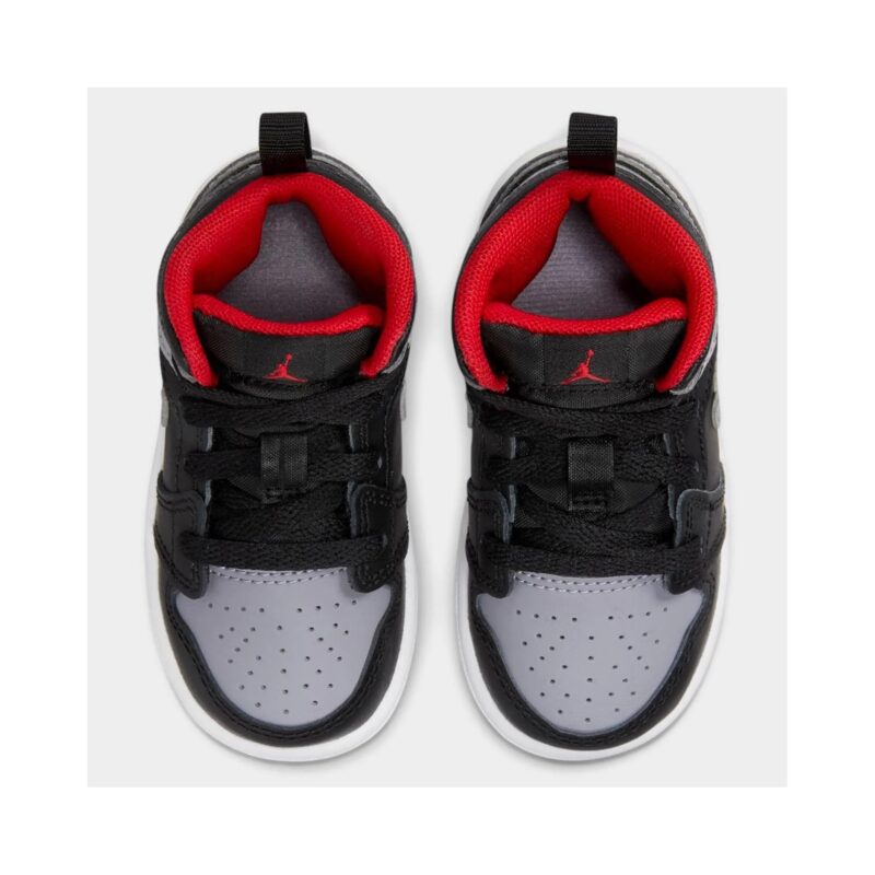 Toddlers Jordan 1 Mid Black/Cement Grey-Fire Red (Dq8425 006)