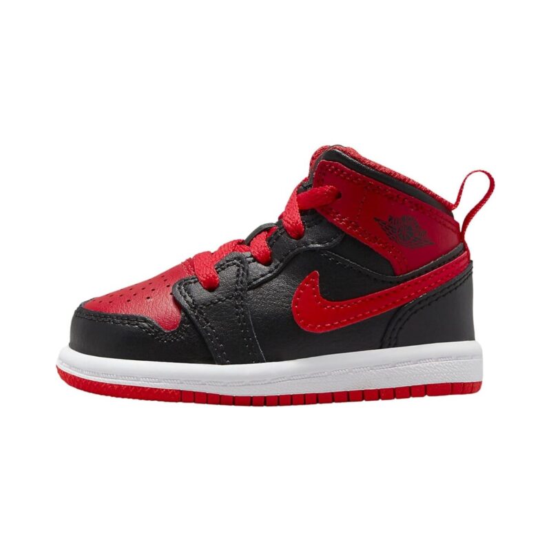 Toddlers Jordan 1 Mid Black/Fire Red-White (Dq8425 060)