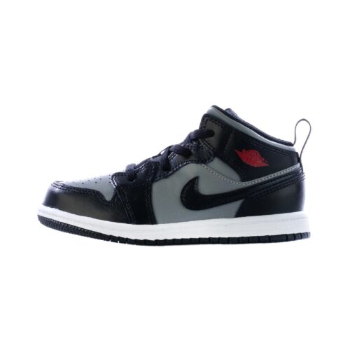 Toddlers Jordan 1 Mid Black/Gym Red-Particle Grey (640735 096)