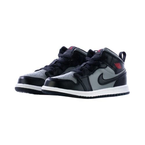 Toddlers Jordan 1 Mid Black/Gym Red-Particle Grey (640735 096)