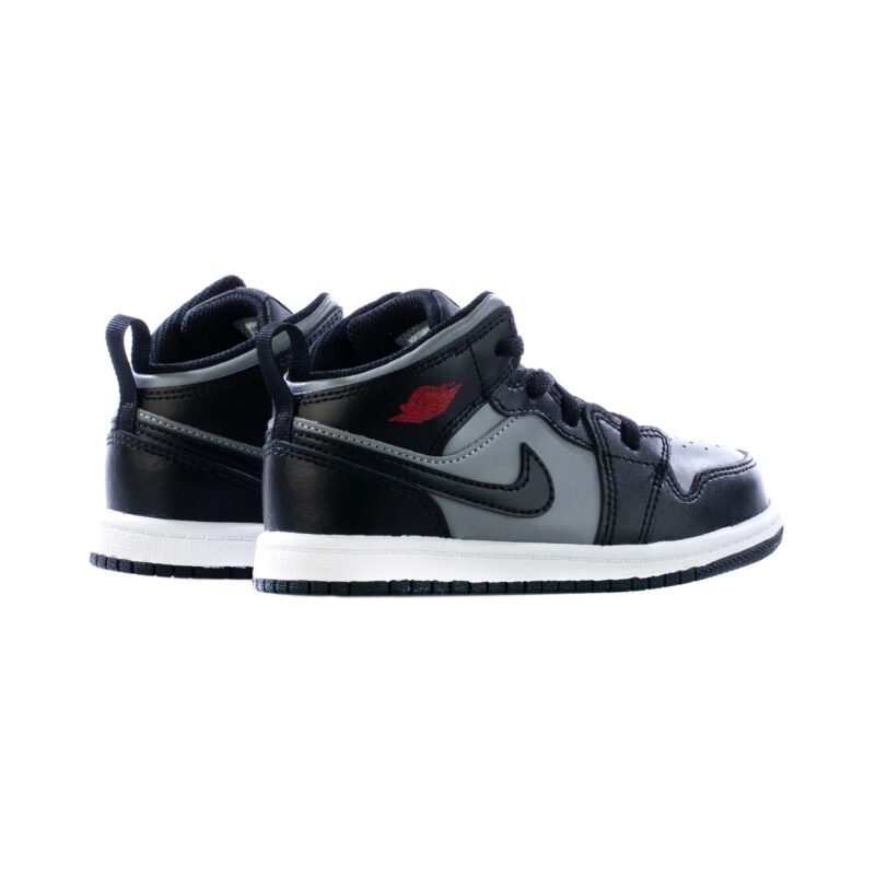 Toddlers Jordan 1 Mid Black/Gym Red-Particle Grey (640735 096)