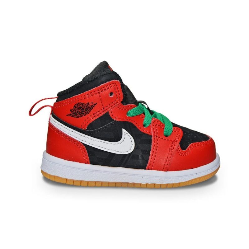 Toddlers Jordan 1 Mid Se Black/Fire Red-White-Malachite (Dq8420 006)