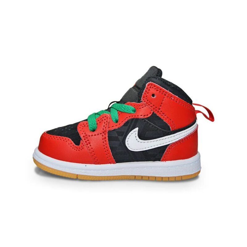 Toddlers Jordan 1 Mid Se Black/Fire Red-White-Malachite (Dq8420 006)