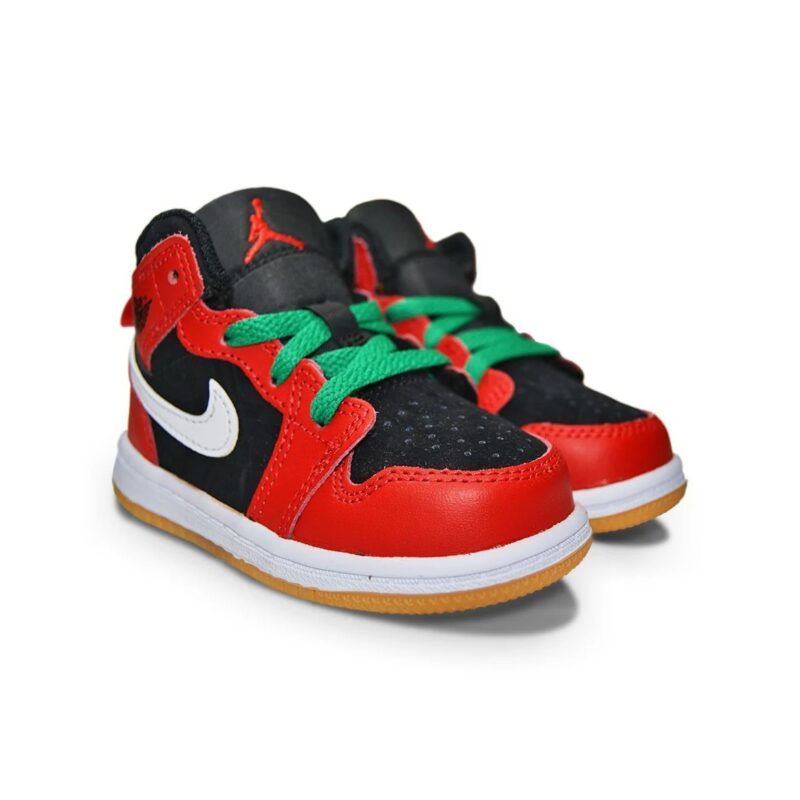 Toddlers Jordan 1 Mid Se Black/Fire Red-White-Malachite (Dq8420 006)