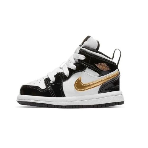 Toddlers Jordan 1 Mid Se Black/Metallic Gold-White (Bq6933 007)