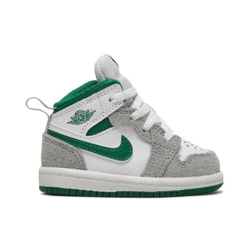 Toddlers Jordan 1 Mid Se White/Pine Green-Lt Smoke Grey (Dc7250 103)