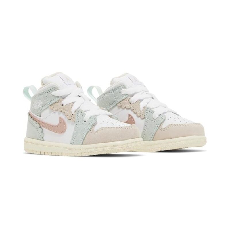 Toddlers Jordan 1 Mid Se White/Pink Oxford-Jade Ice (Dz5360 100)