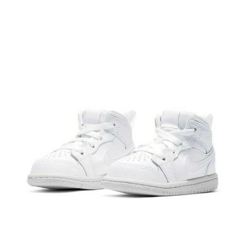 Toddlers Jordan 1 Mid White/White-White (640735 130)