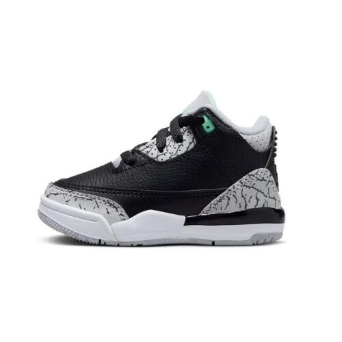 Toddlers Jordan 3 Retro Black/Green Glow-Wolf Grey (Dm0968 031)