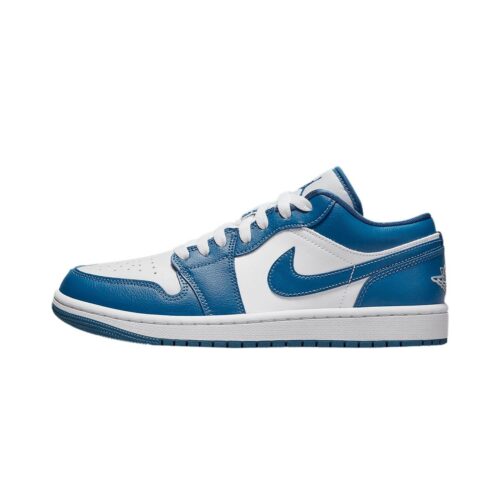 Womens Jordan 1 Low White/Dk Marina Blue-White (Dc0774 114)