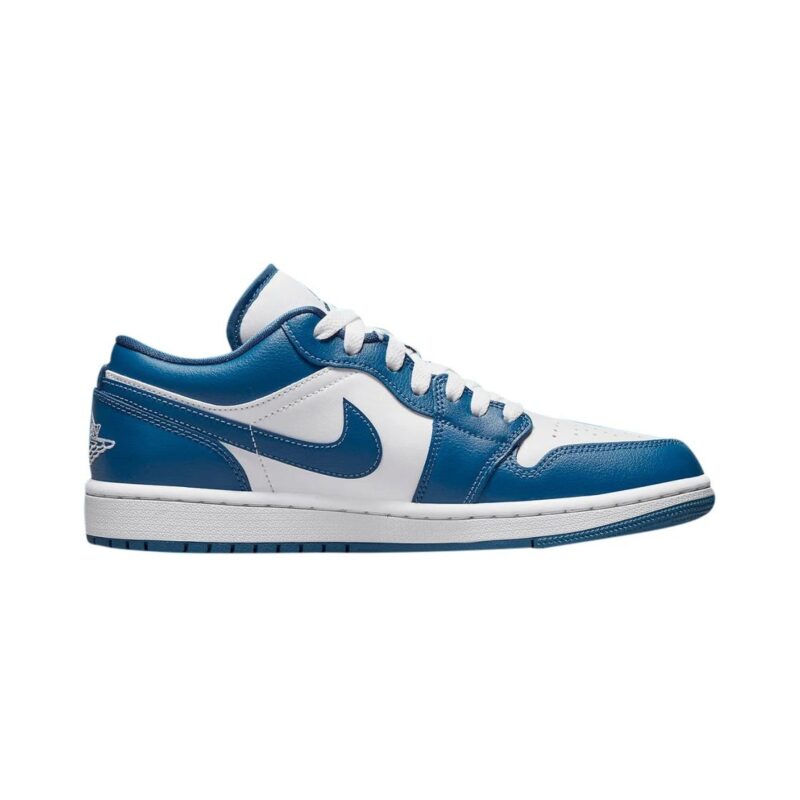 Womens Jordan 1 Low White/Dk Marina Blue-White (Dc0774 114)