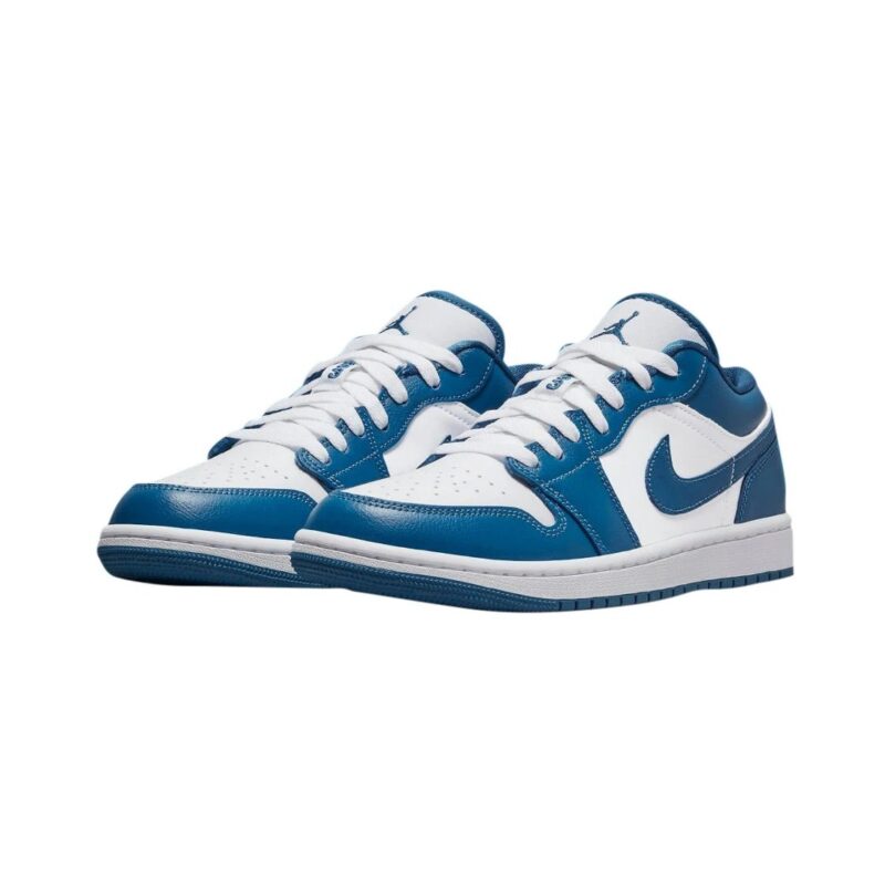 Womens Jordan 1 Low White/Dk Marina Blue-White (Dc0774 114)