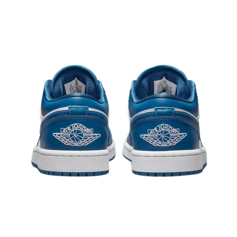 Womens Jordan 1 Low White/Dk Marina Blue-White (Dc0774 114)