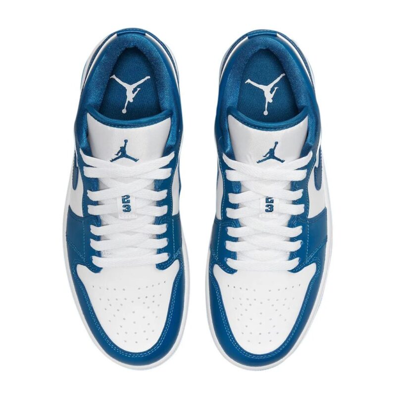 Womens Jordan 1 Low White/Dk Marina Blue-White (Dc0774 114)