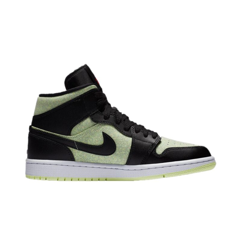 Womens Jordan 1 Mid Black/Chile Red-Barely Volt (Cv5276 003)