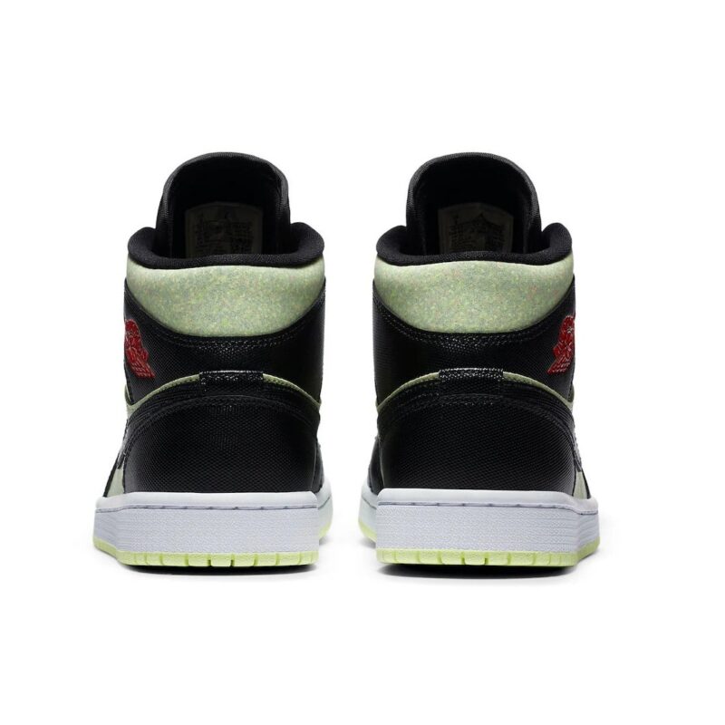 Womens Jordan 1 Mid Black/Chile Red-Barely Volt (Cv5276 003)