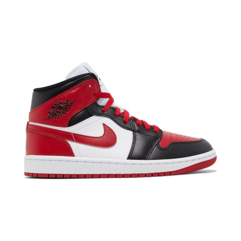 Womens Jordan 1 Mid Black/Gym Red-White (Bq6472 079)