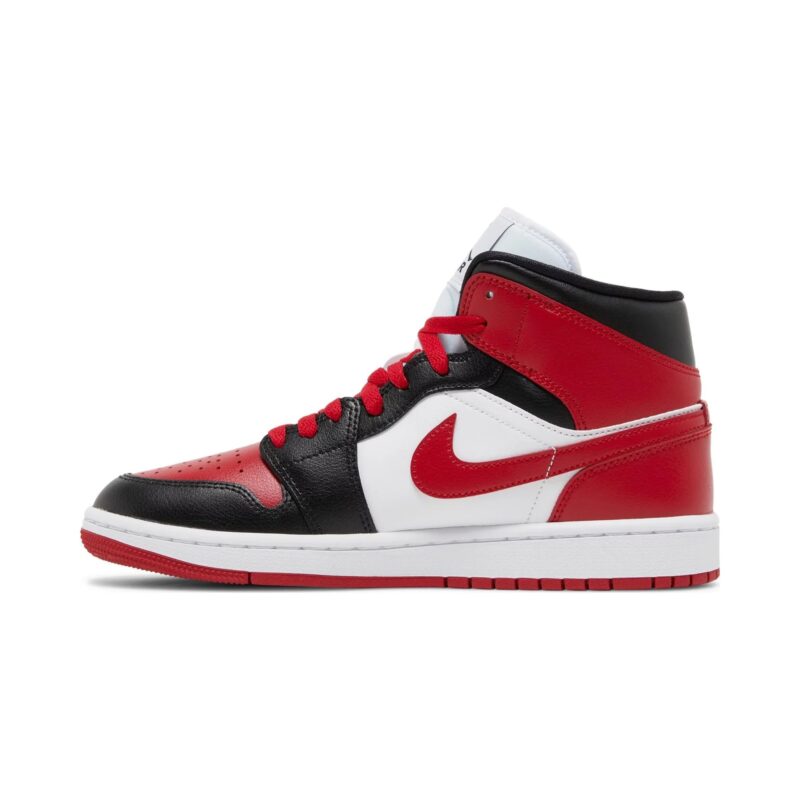 Womens Jordan 1 Mid Black/Gym Red-White (Bq6472 079)