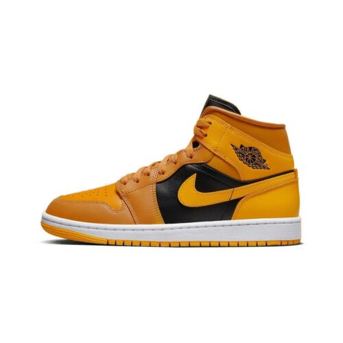 Womens Jordan 1 Mid Chutney/Taxi-Black-White (Bq6472 700)