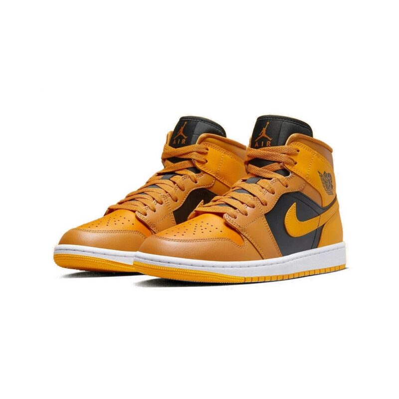 Womens Jordan 1 Mid Chutney/Taxi-Black-White (Bq6472 700)