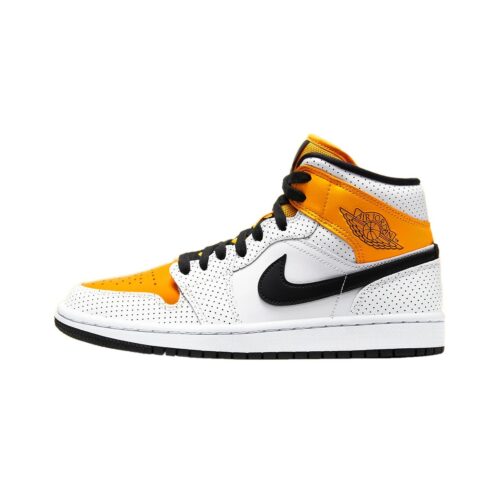 Womens Jordan 1 Mid Laser Orange White/Black-University Gold (Bq6472 107)