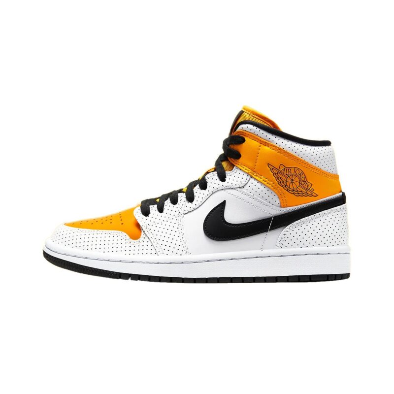 Womens Jordan 1 Mid Laser Orange White/Black-University Gold (Bq6472 107)