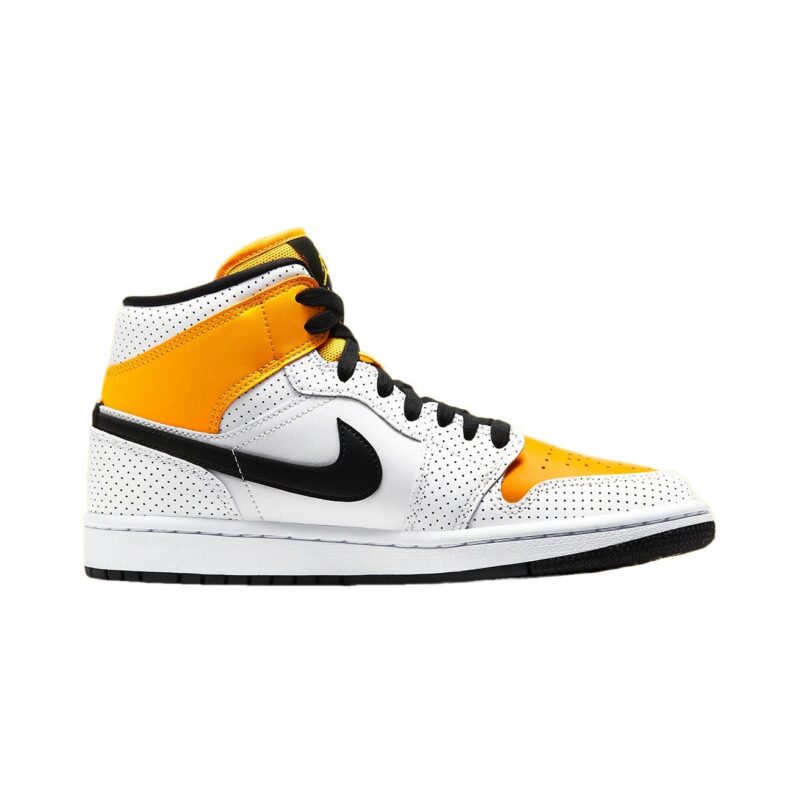 Womens Jordan 1 Mid Laser Orange White/Black-University Gold (Bq6472 107)