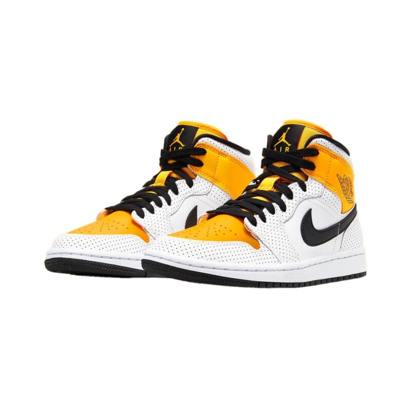 Womens Jordan 1 Mid Laser Orange White/Black-University Gold (Bq6472 107)