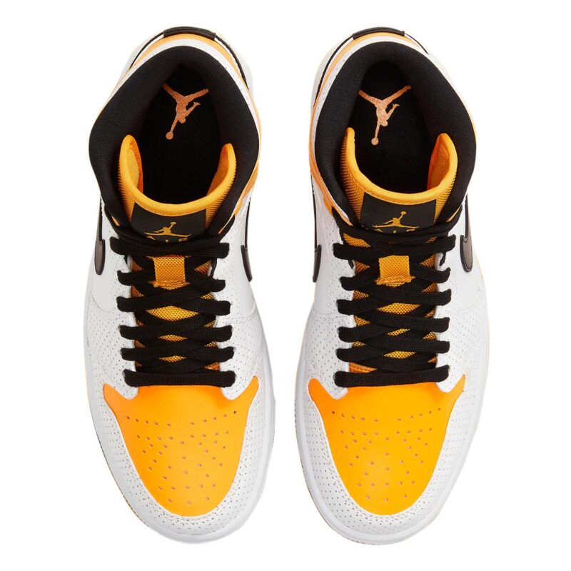 Womens Jordan 1 Mid Laser Orange White/Black-University Gold (Bq6472 107)