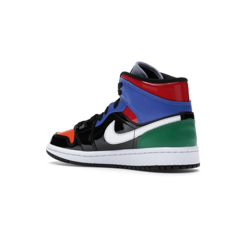 Womens Jordan 1 Mid Multi Patent Leather Black/White-Multi (Cv5276 001)